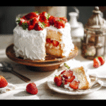 Angel Food Strawberry Cake Dessert – Easy, Light & Irresistible 6 Angel food strawberry cake dessert sliced and layered with whipped cream1