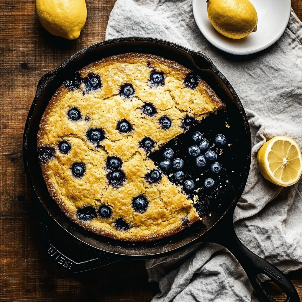 Recipe for Blueberry Lemon Cornbread – Ultimate Zesty Comfort in 5 Steps 5 Recipe for Blueberry Lemon Cornbread in skillet2